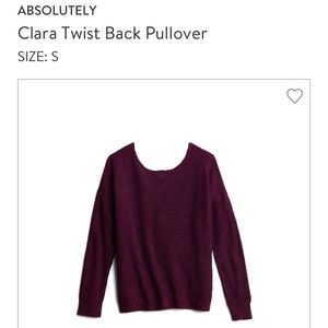 Absolutely Clara Twist Back Pullover Sweater Small